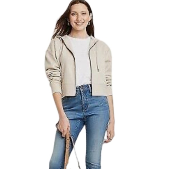 Universal Thread Full Zip Tan Cropped Hoodie Sweatshirt NWT Size XXL - Picture 2 of 7